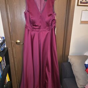 Xscape Satin Prom Dress in Magenta